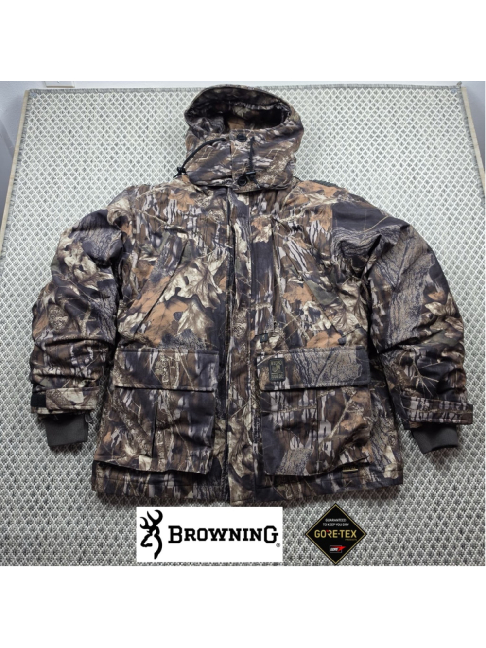 Browning Gore-Tex Mossy Oak Camo 4-in-1 Hunting Jacket Coat Mens L Hooded